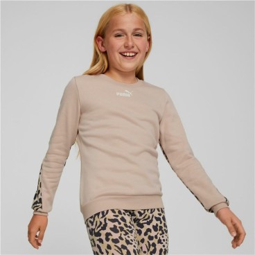 Tröja utan luva, Flickor Puma Alpha Crew Neck Beige Leopard Rosa