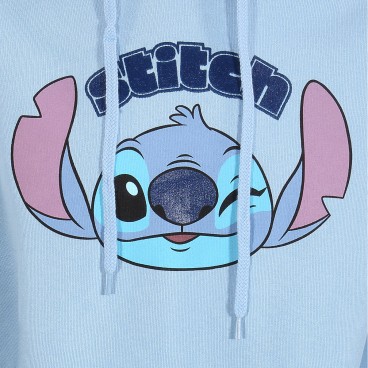 Tröja med huva Barn Stitch Cute Face Blå