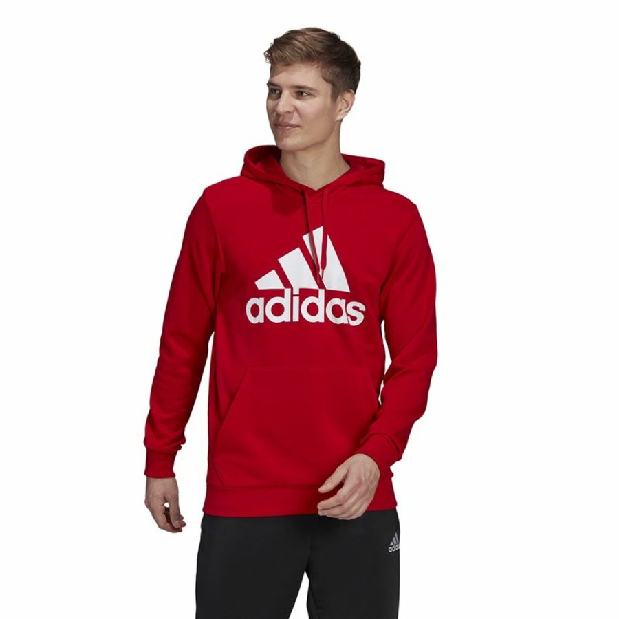 Tröja med huva Herr Adidas Essentials Big Logo Röd