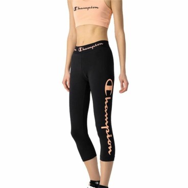 Sport-leggings, Dam Champion Quick-Dry Script Logo Crop Svart