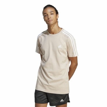 T-shirt med kortärm Herr Adidas 3 Stripes Beige (L)