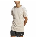 T-shirt med kortärm Herr Adidas 3 Stripes Beige (L)