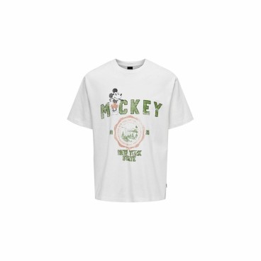 T-shirt med kortärm Herr Only & Sons Mickey Rlx Cloud Dancer Vit