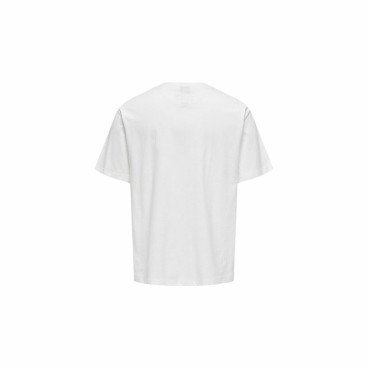 T-shirt med kortärm Herr Only & Sons Mickey Rlx Cloud Dancer Vit