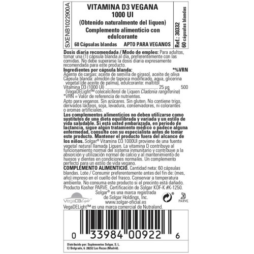 Vitaminer Solgar Vegan Kapsyl (60 uds)