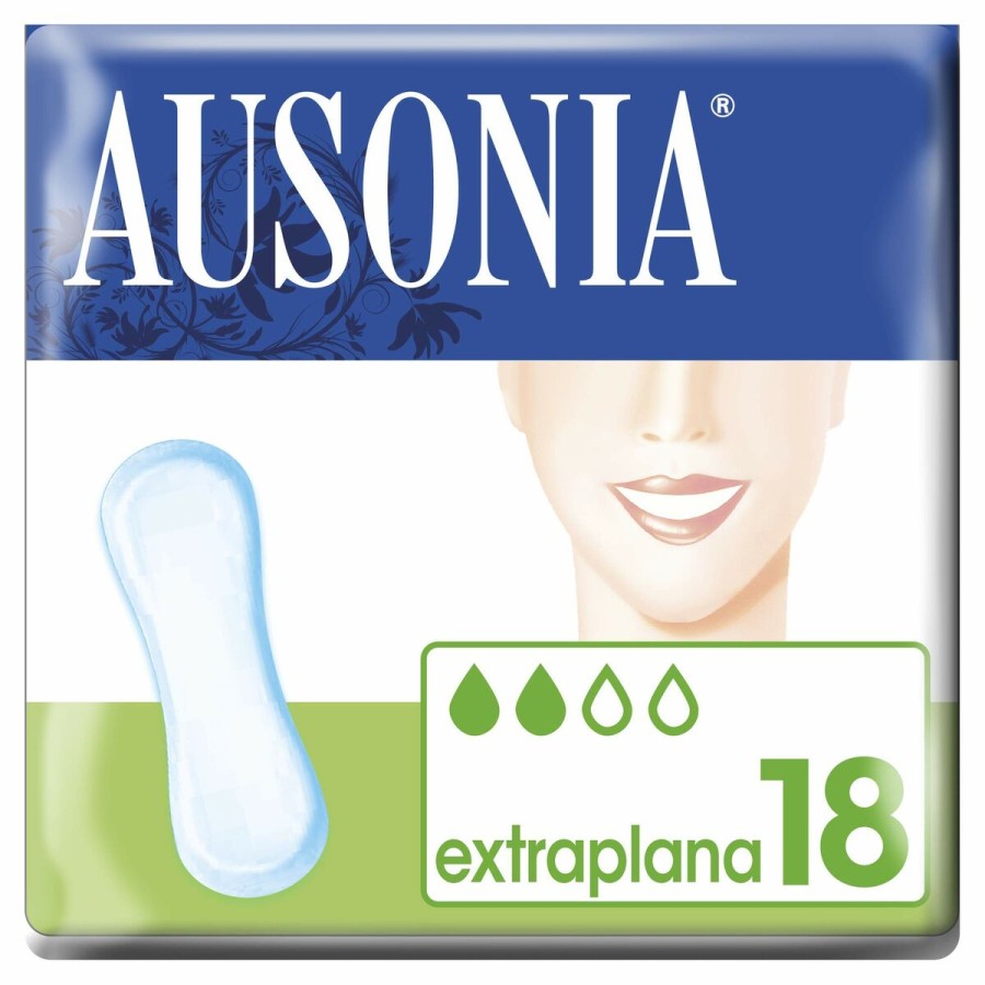 Extra platta dambindor Ausonia 18 antal