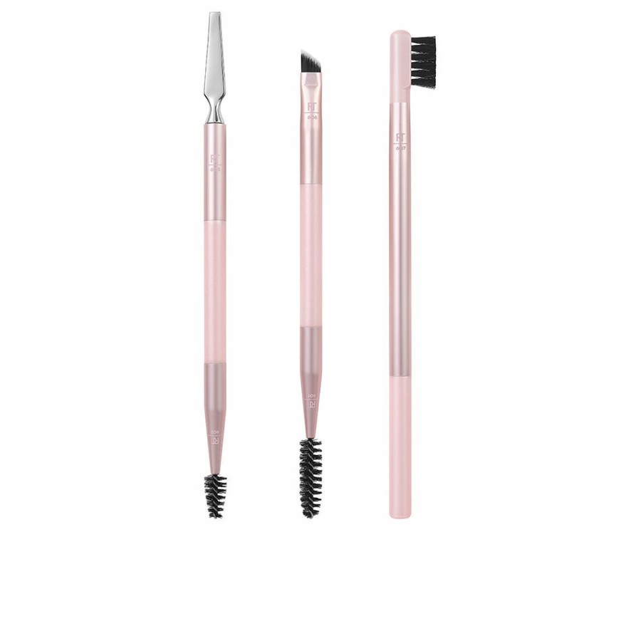 Sminkborstar, set Real Techniques Brow Styling Rosa 3 Delar