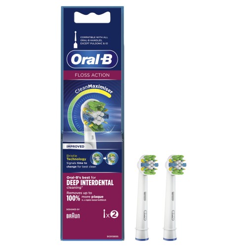 Tandborsthuvud Oral-B Floss Action Vit 2 antal