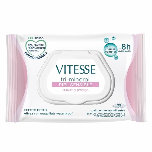 Sminkborttagningsservetter Vitesse Mineral Piel Sensible Känslig hud (25 antal)