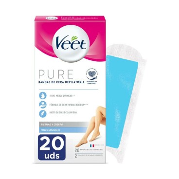 Veet 体毛脱毛蜡条 敏感皮肤 20 数量